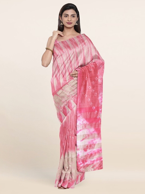 

Pothys Pink & White Floral Jute Cotton Saree