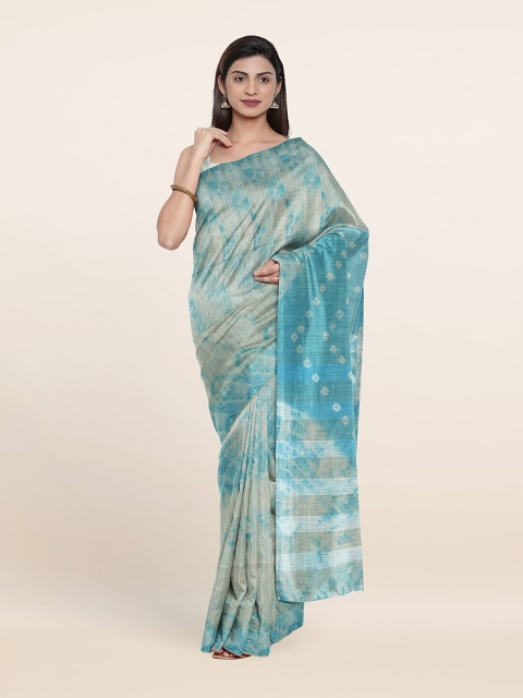 

Pothys Blue & Grey Jute Cotton Saree