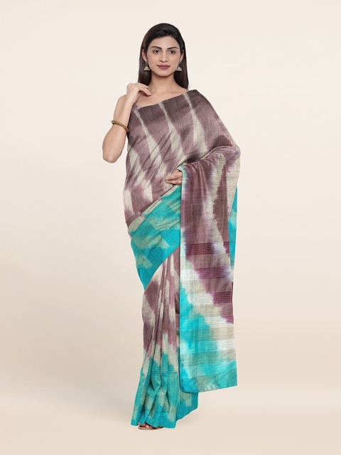 

Pothys Lavender & Sea Green Tie and Dye Jute Cotton Saree