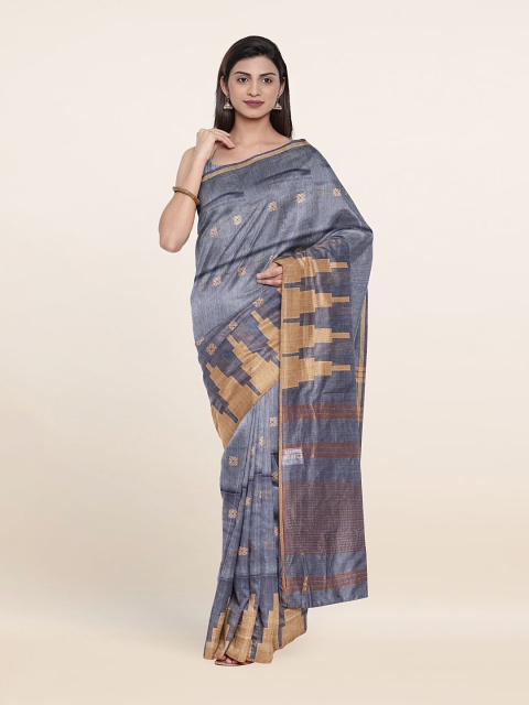 

Pothys Blue & Gold-Toned Jute Cotton Saree