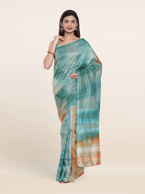 

Pothys Blue & Orange Tie and Dye Jute Cotton Saree