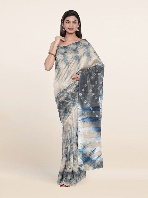

Pothys Grey & Blue Bandhani Jute Cotton Saree