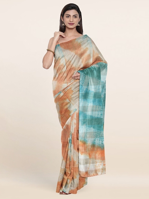 

Pothys Multicolored Tie and Dye Zari Jute Cotton Saree, Multi
