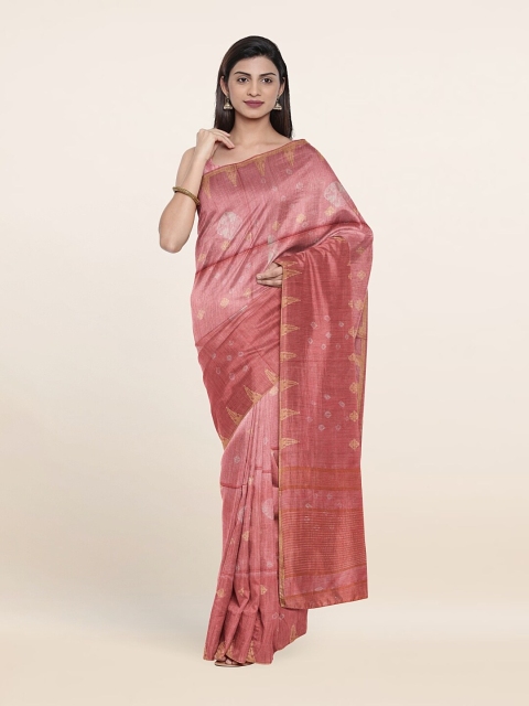 

Pothys Rust & Gold-Toned Bandhani Zari Jute Cotton Saree