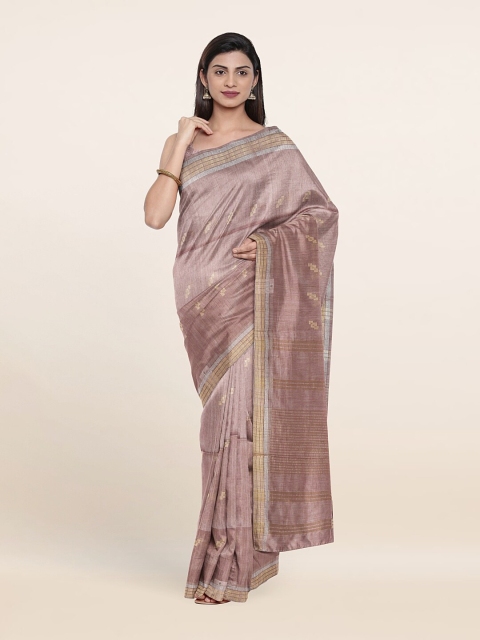

Pothys Brown & Gold-Toned Jute Cotton Saree