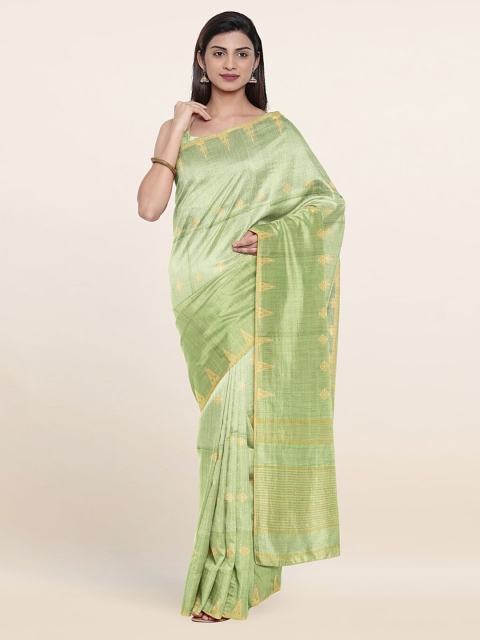 

Pothys Green & Mustard Yellow Ethnic Motifs Jute Cotton Saree