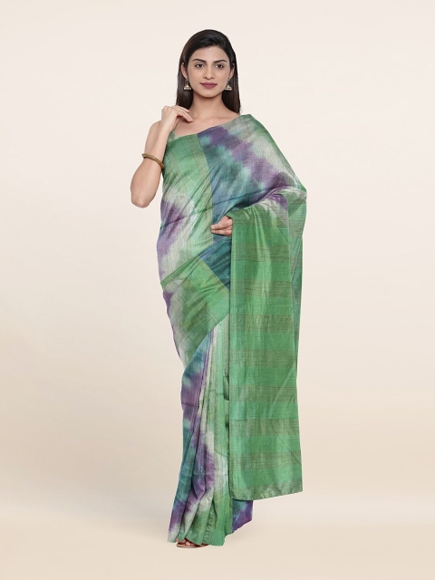 

Pothys Green & Purple Tie and Dye Jute Cotton Saree