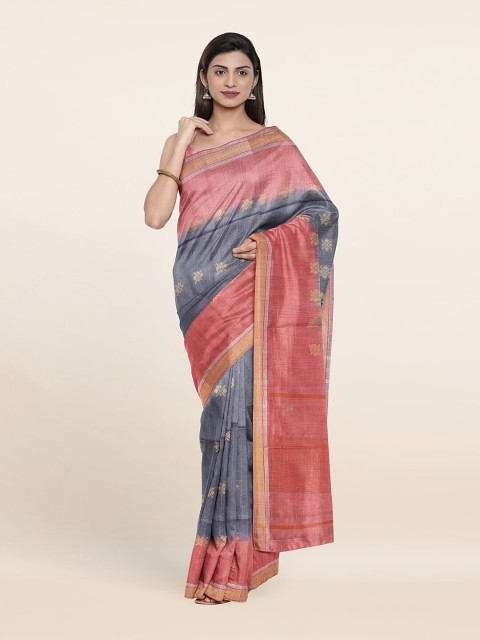 

Pothys Blue & Pink Ethnic Motifs Jute Cotton Saree