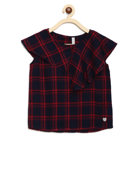 

Pepe Jeans Girls Red & Navy Blue Checked Rayon Top