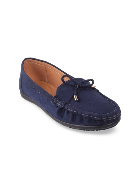 

Mochi Women Blue Textured Ballerinas with Bows Flats