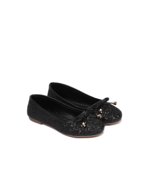 

Lil Lollipop Girls Black Textured Ballerinas with Bows