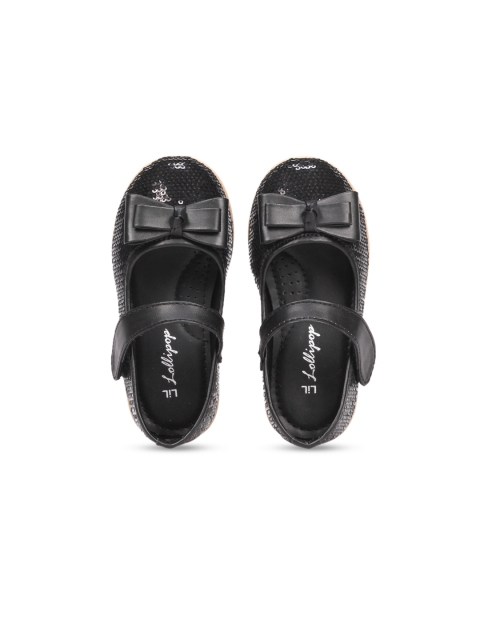 

Lil Lollipop Girls Black Embellished Ballerinas with Bows Flats