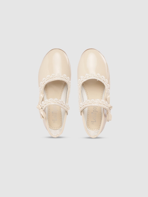 

Lil Lollipop Girls Beige Open Toe Flats with Bows