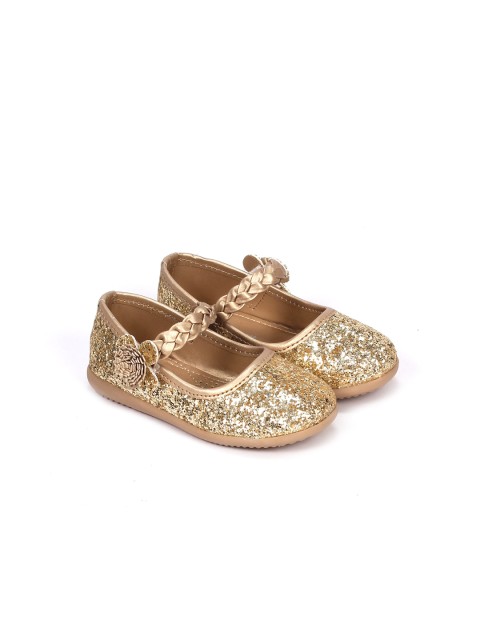 

Lil Lollipop Girls Gold-Toned Printed Ballerinas Flats