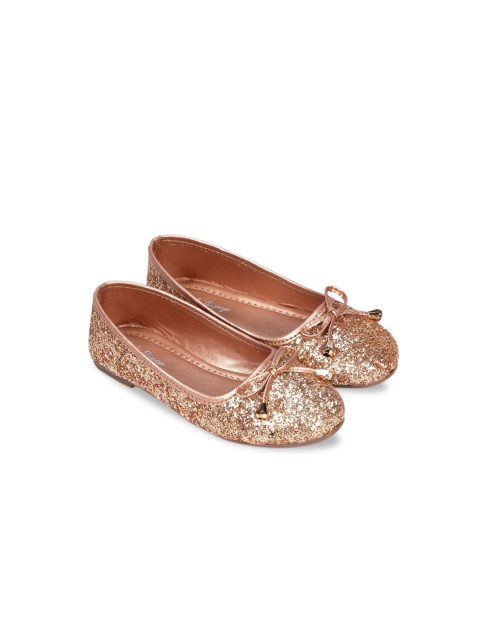 

Lil Lollipop Girls Gold-Toned Ballerinas with Bows Flats
