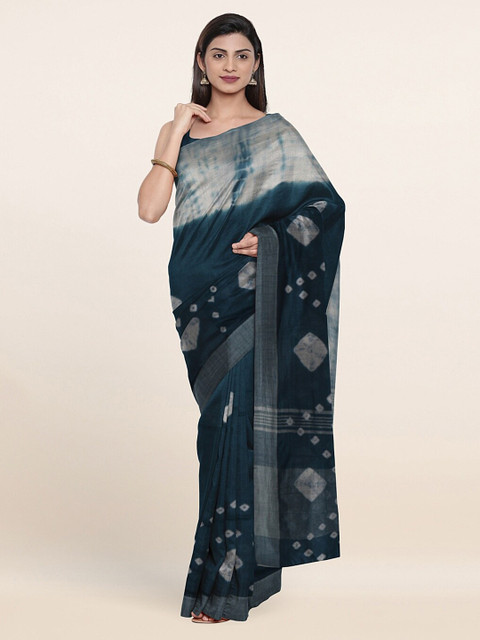 

Pothys Blue & Grey Jute Cotton Saree