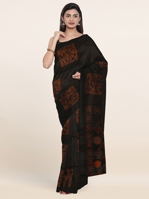 

Pothys Brown Floral Jute Cotton Saree