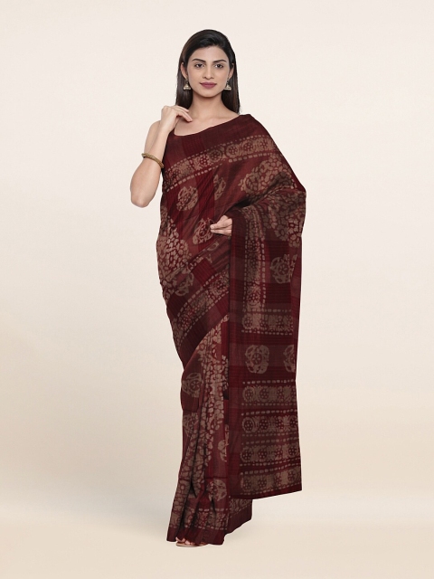 

Pothys Maroon Jute Cotton Saree