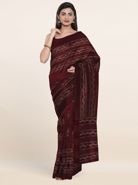 

Pothys Maroon Batik Jute Cotton Saree