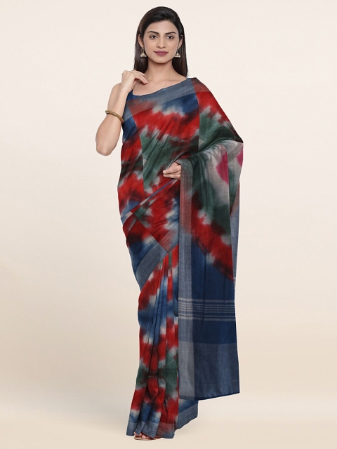 

Pothys Blue & Red Tie and Dye Jute Cotton Saree