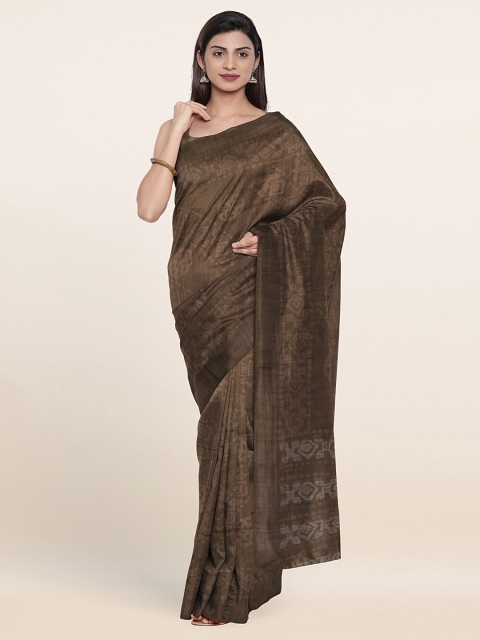 

Pothys Tan Brown Batik Jute Cotton Saree