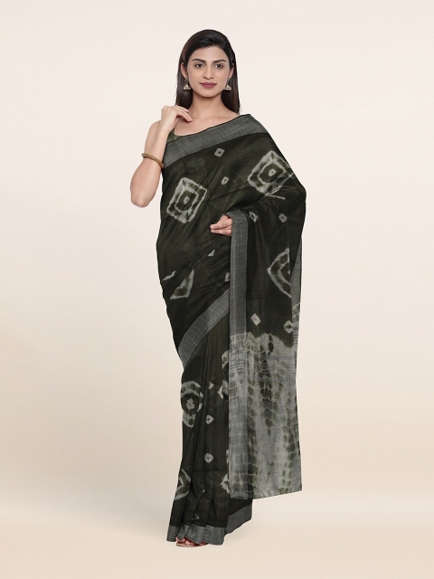 

Pothys Green & Grey Tie and Dye Zari Jute Cotton Saree