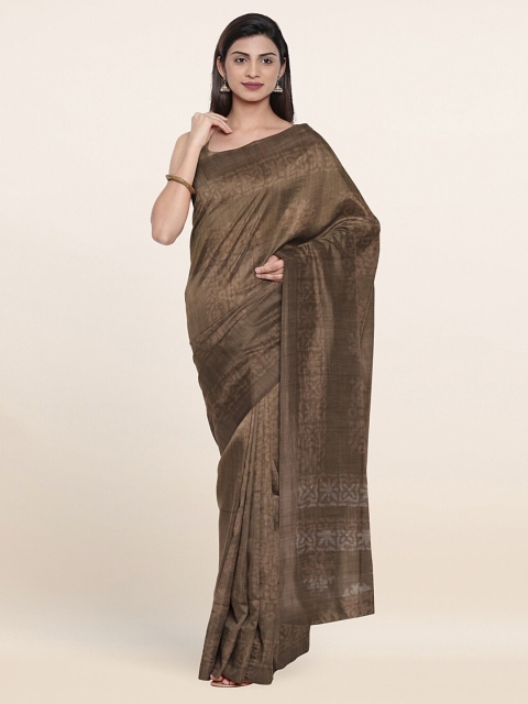 

Pothys Tan & Grey Floral Jute Cotton Saree