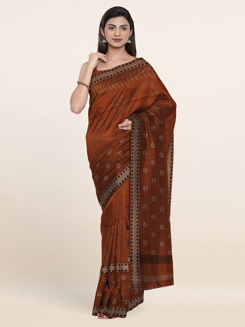 

Pothys Mustard & Brown Jute Cotton Saree