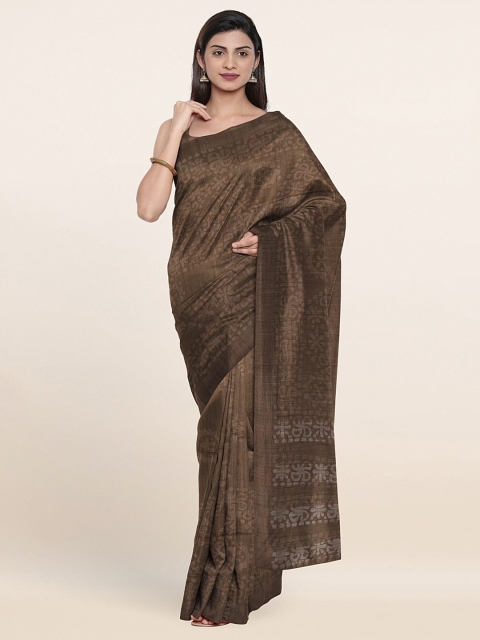 

Pothys Tan & Grey Ethnic Motifs Jute Cotton Saree