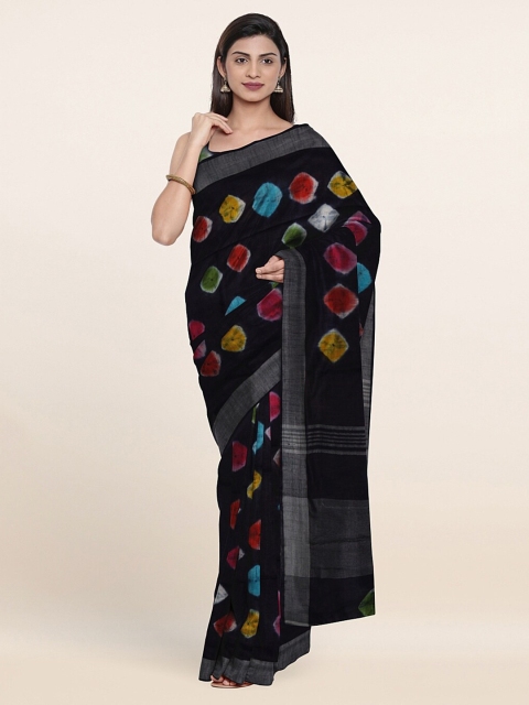 

Pothys Navy Blue & Red Bandhani Zari Jute Cotton Saree