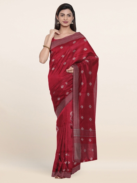 

Pothys Red & White Bandhani Jute Cotton Saree