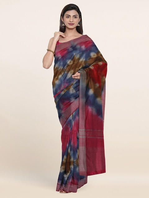 

Pothys Pink & Blue Tie and Dye Jute Cotton Saree