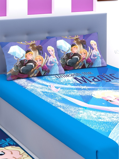 

Disney Blue & White Cartoon Characters 180 TC King Bedsheet with 2 Pillow Covers