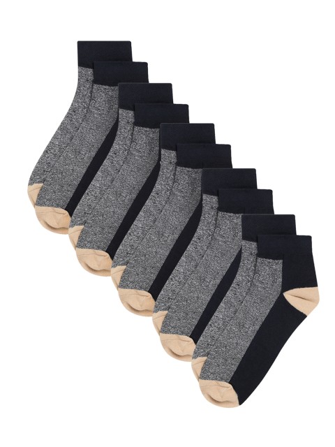 

Cantabil Men Navy Blue Pack Of 5 Color-Blocked Pure Cotton Ankle-Length Socks