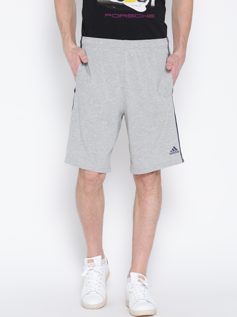Adidas Men Grey Melange ESS 3S COFT Solid Sports Shorts available at myntra for Rs.679