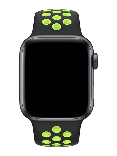 

macmerise Neon-Green & Black Textured Silicone Apple Watch Band