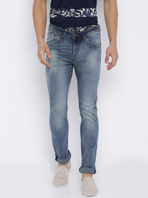 

Flying Machine Men Blue Skinny Fit Low Distress Stretchable Jeans