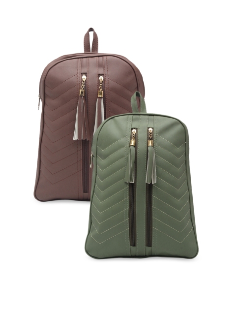 

borse lele Women Olive Green & Brown Set Of 2 Backpack