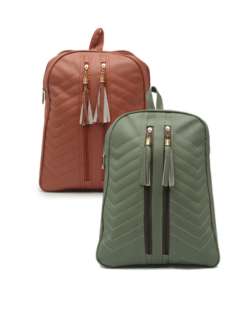 

borse lele Women Brown & Olive Green Set Of 2 Backpack