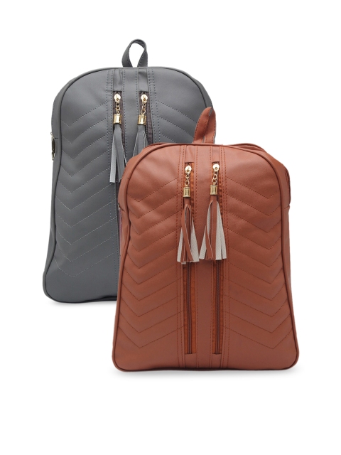 

borse lele Women Brown & Grey Set Of 2 Backpack