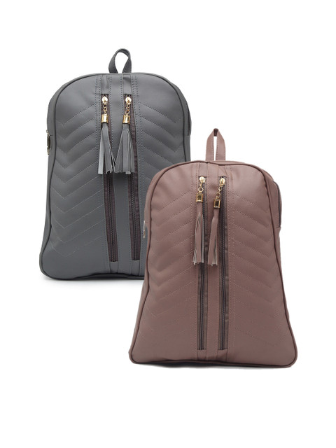 

borse lele Women Grey & Brown Set Of 2 Backpack