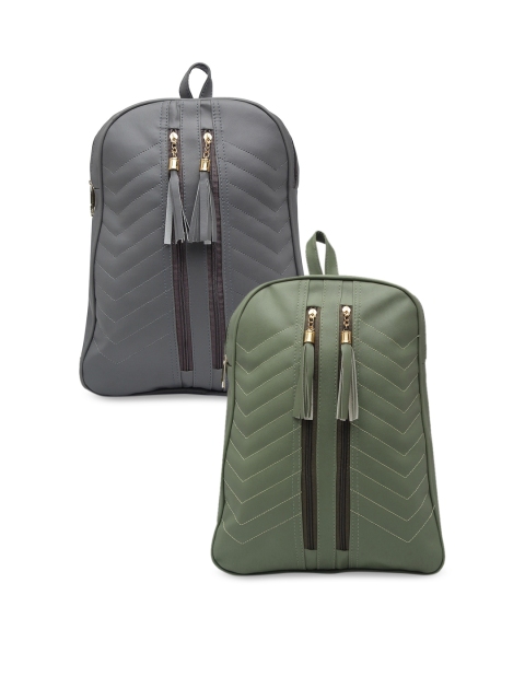 

borse lele Women Grey & Green Set Of 2 Backpack