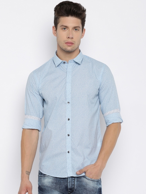 

Flying Machine Blue Slim Fit Printed Casual Shirt