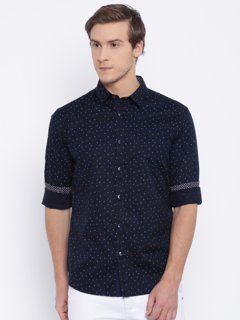 

Flying Machine Men Navy Slim Fit Printed Casual Shirt, Blue