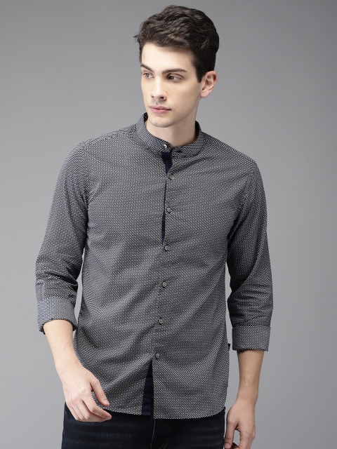 

Flying Machine Men Navy Slim Fit Printed Casual Shirt, Blue