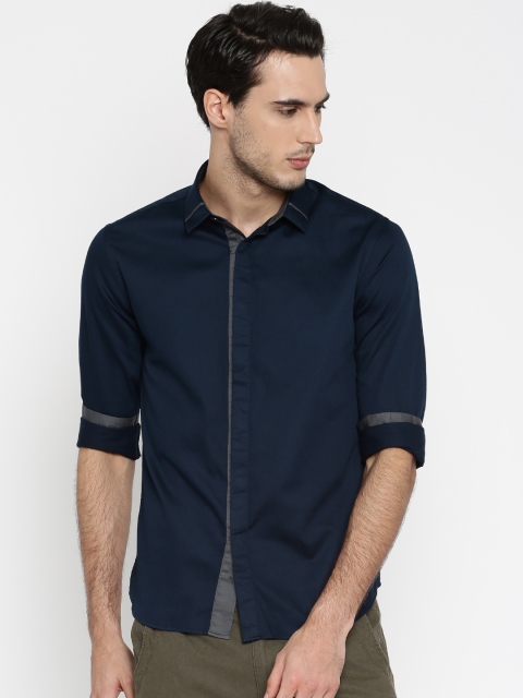 

Flying Machine Navy Blue Slim Fit Solid Casual Shirt