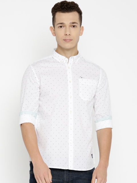 

Flying Machine Men White Printed Casual Shirt