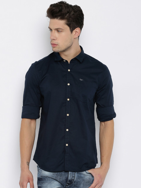 

Flying Machine Navy Blue Slim Fit Solid Casual Shirt
