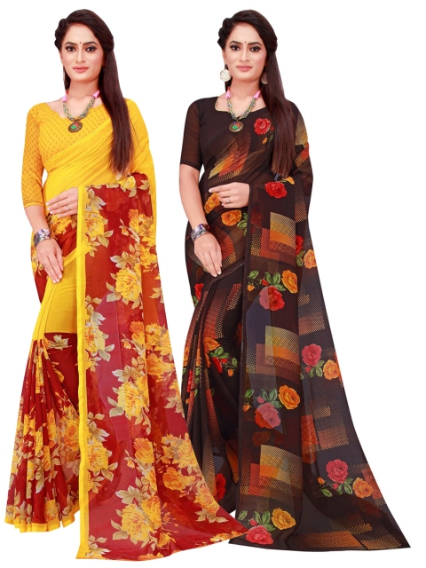

SAADHVI Maroon & Blue Pure Georgette Saree