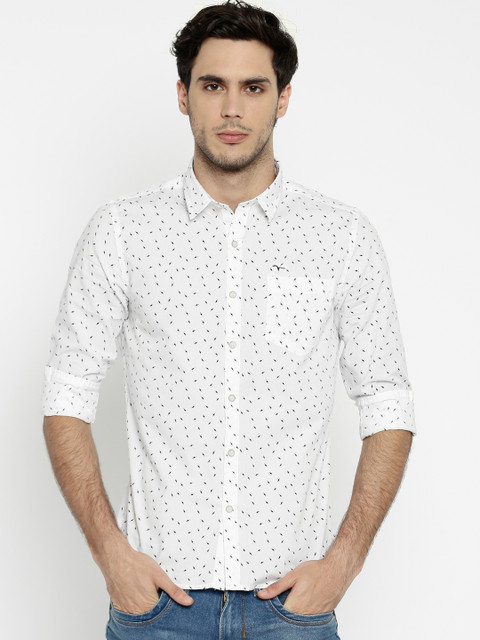 

Flying Machine Men White Printed Casual Shirt